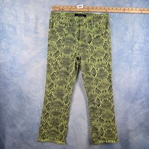 J Brand Selena Lime Green Snakeskin Print Cropped Bootcut Jeans Womens 28